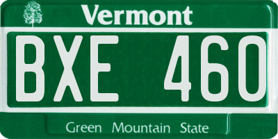 VT license plate BXE460
