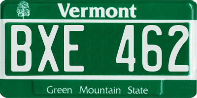 VT license plate BXE462