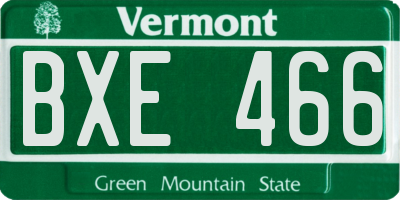 VT license plate BXE466