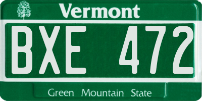 VT license plate BXE472