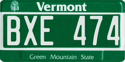 VT license plate BXE474
