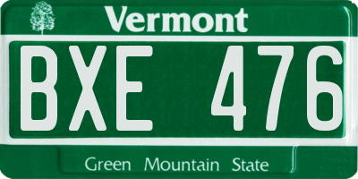 VT license plate BXE476