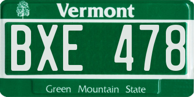 VT license plate BXE478