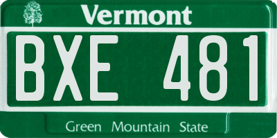 VT license plate BXE481