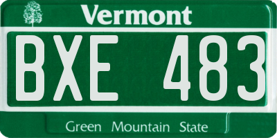 VT license plate BXE483