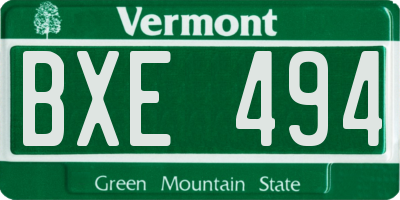 VT license plate BXE494