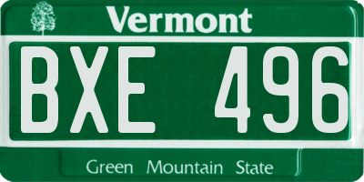 VT license plate BXE496