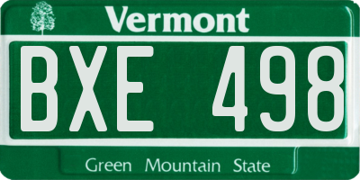 VT license plate BXE498