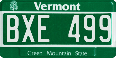 VT license plate BXE499