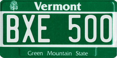 VT license plate BXE500
