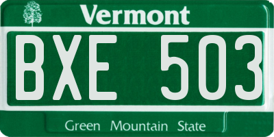 VT license plate BXE503