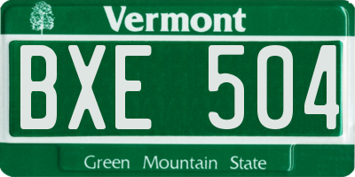 VT license plate BXE504