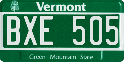 VT license plate BXE505