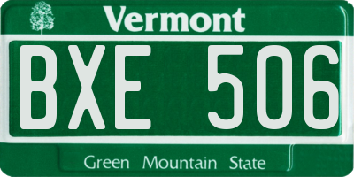VT license plate BXE506