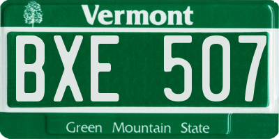 VT license plate BXE507
