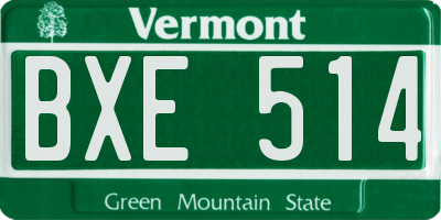 VT license plate BXE514