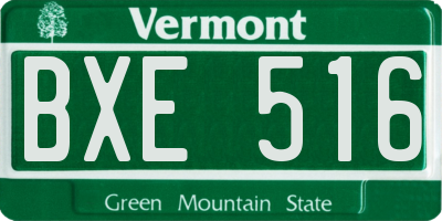 VT license plate BXE516