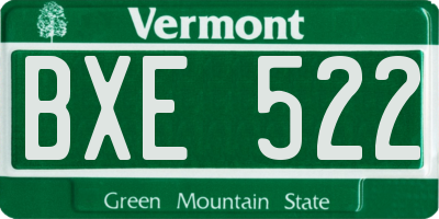 VT license plate BXE522