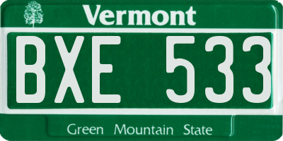 VT license plate BXE533