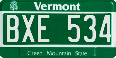 VT license plate BXE534
