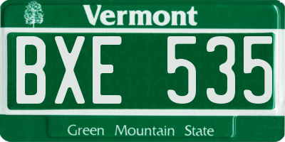 VT license plate BXE535