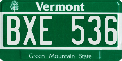 VT license plate BXE536