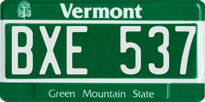 VT license plate BXE537