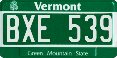 VT license plate BXE539