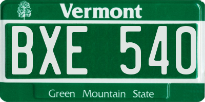 VT license plate BXE540
