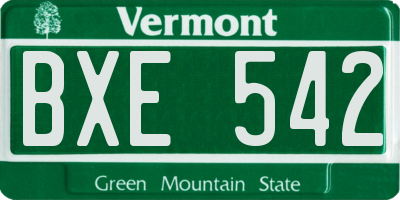 VT license plate BXE542