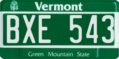 VT license plate BXE543