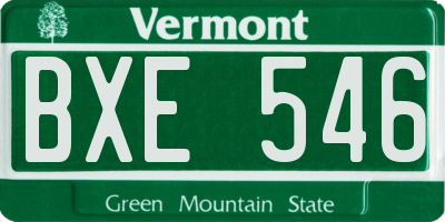 VT license plate BXE546