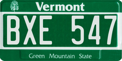 VT license plate BXE547