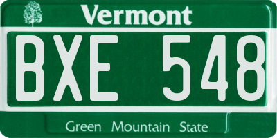 VT license plate BXE548