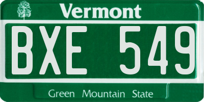 VT license plate BXE549