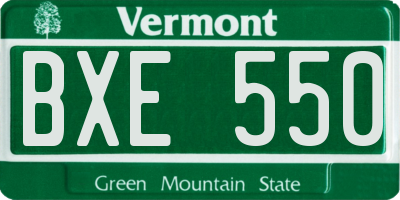VT license plate BXE550