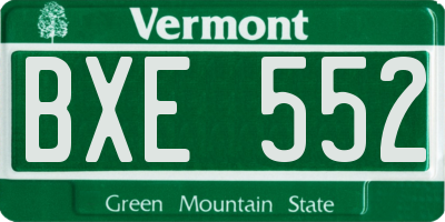 VT license plate BXE552