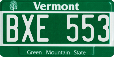 VT license plate BXE553