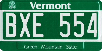 VT license plate BXE554
