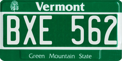 VT license plate BXE562