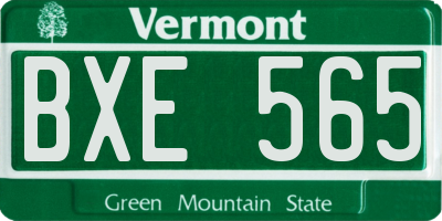 VT license plate BXE565