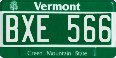 VT license plate BXE566