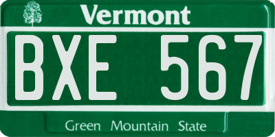 VT license plate BXE567