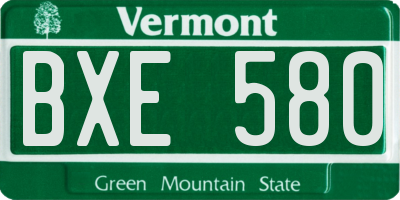 VT license plate BXE580