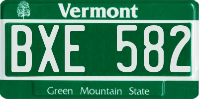VT license plate BXE582
