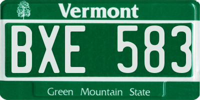 VT license plate BXE583
