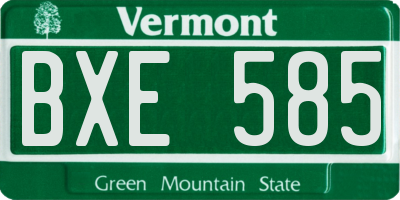 VT license plate BXE585