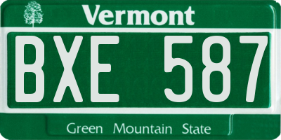 VT license plate BXE587