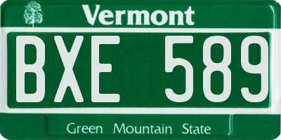 VT license plate BXE589