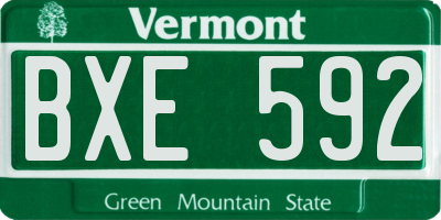 VT license plate BXE592